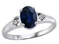 Tommaso Design™ Oval 7x5mm Genuine Sapphire and Diamond Ring