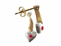 Tommaso Design™ Two Tone Genuine Ruby and Diamond Heart Shape Hanging Dangling Earrings