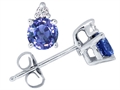 Tommaso Design™ Round Genuine Tanzanite and Diamond Earrings