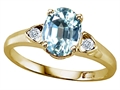 Tommaso Design™ Oval 8x6mm Genuine Aquamarine and Diamond Ring
