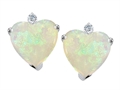 Tommaso Design™ 7mm Heart shape Genuine Opal and Diamonds Earring Studs