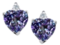 Tommaso Design™ Heart Shape Simulated Alexandrite and Genuine Diamonds Earring Studs