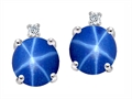 Tommaso Design™ Round Created Star Sapphire and Diamond Earring Studs