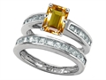 Original Star K™ Emerald Cut Genuine Citrine Wedding Set