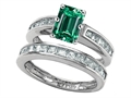 Original Star K™ Emerald Cut Simulated Emerald Wedding Set