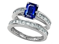 Original Star K™ Emerald Cut Created Sapphire Wedding Set
