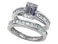 Original Star K™ Emerald Cut Genuine White Topaz Wedding Set