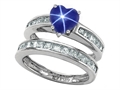 Original Star K™ Heart Shape Created Star Sapphire Wedding Set
