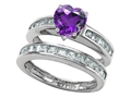 Original Star K™ Heart Shape Genuine Amethyst Wedding Set