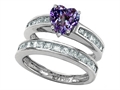 Original Star K™ Heart Shape Simulated Alexandrite Wedding Set