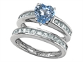 Original Star K™ Heart Shape Simulated Aquamarine Wedding Set