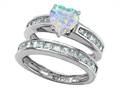 Original Star K™ Heart Shape Created Opal Wedding Set