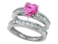 Original Star K™ Heart Shape Created Pink Sapphire Wedding Set