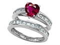 Original Star K™ Heart Shape Created Ruby Wedding Set