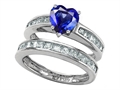 Original Star K™ Heart Shape Created Sapphire Wedding Set