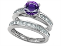 Original Star K™ Round Genuine Amethyst Wedding Set