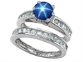 Original Star K™ Round Created Star Sapphire Wedding Set