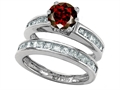 Original Star K™ Round Genuine Garnet Wedding Set