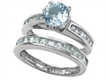 Original Star K™ Round Simulated Aquamarine Wedding Set
