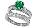 Original Star K™ Round Simulated Emerald Wedding Set