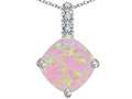 Original Star K™ Large 12mm Cushion Cut Created Pink Opal Pendant