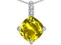 Original Star K™ Large 12mm Cushion Cut Simulated Yellow Sapphire Pendant