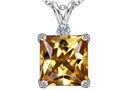 Original Star K™ Large 12mm Square Cut Simulated Imperial Yellow Topaz Pendant