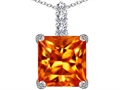 Original Star K™ Large 12mm Square Cut Simulated Mexican Orange Fire Opal Pendant