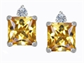 Original Star K™ 7mm Square Cut Simulated Imperial Yellow Topaz Earring Studs