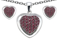 Original Star K™ Created Ruby Heart Shape Love Pendant Box Set with matching earrings