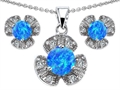 Original Star K™ Created Blue Opal Flower Pendant Box Set With Matching Earrings