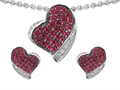 Original Star K™ Created Ruby Heart Shape Love Pendant Box Set With Matching Earrings