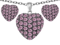 Original Star K™ Created Pink Sapphire Puffed Heart Love Pendant Box Set with matching earrings