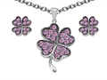 Celtic Love by Kelly Created Pink Sapphire Lucky Clover Pendant Box Set with matching earrings