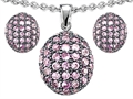 Original Star K™ Created Pink Sapphire Oval Puffed Pendant Box Set with matching earrings