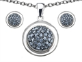 Original Star K™ Simulated Aquamarine Round Puffed Pendant Box Set with matching earrings