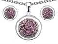Original Star K™ Created Pink Sapphire Round Puffed Pendant Box Set with matching earrings