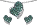 Original Star K™ Simulated Emerald Heart Shape Love Pendant Box Set With Matching Earrings