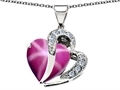 Original Star K™ Large 12mm Heart Shape Created Star Ruby Heart Pendant with Sterling Silver Chain