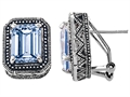 Original Star K™ Bali Style Emerald Cut Simulated Aquamarine Earrings