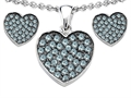 Original Star K™ Simulated Aquamarine Heart Shape Love Pendant Box Set with matching earrings