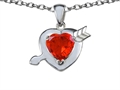 Original Star K™ Heart with Arrow Love Pendant with Simulated Orange Mexican Fire Opal