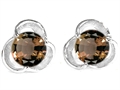 Original Star K™ Round Genuine Smoky Quartz Flower Earring Studs