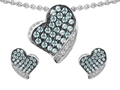 Original Star K™ Simulated Aquamarine Heart Shape Love Pendant Box Set With Matching Earrings