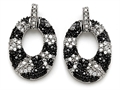 Original Star K™ Round Black and White Cubic Zirconia Oval Shape Earrings