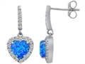 Original Star K™ 6mm Heart Shape Created Blue Opal Dangling Heart Earrings