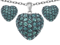 Original Star K™ Simulated Emerald Puffed Heart Love Pendant Box Set with matching earrings