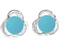 Original Star K™ Round Simulated Turquoise Flower Earring Studs