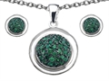 Original Star K™ Simulated Emerald Round Puffed Pendant Box Set with matching earrings