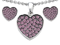 Original Star K™ Created Pink Sapphire Heart Shape Love Pendant Box Set with matching earrings